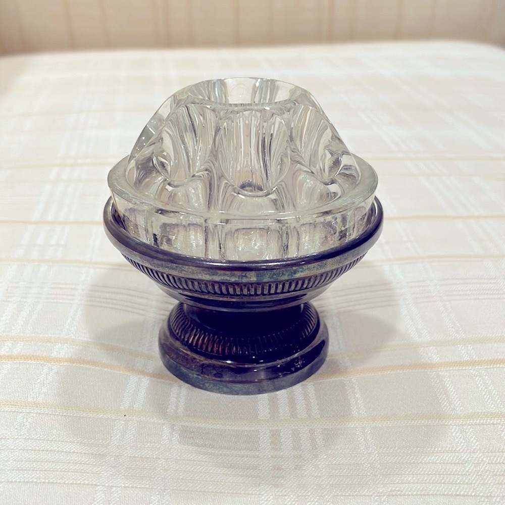 Vintage French Michel Dartois Paris silver plated + glass mini vase
